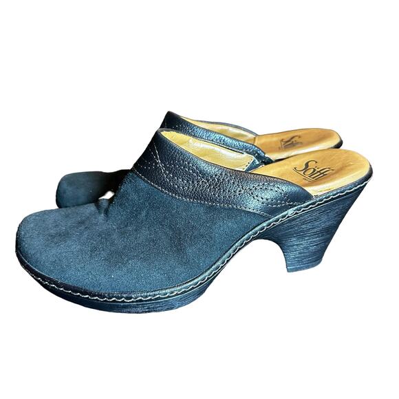 Sofft Octavia black suede and Leather clogs mules size 7 comfortable - Picture 6 of 10